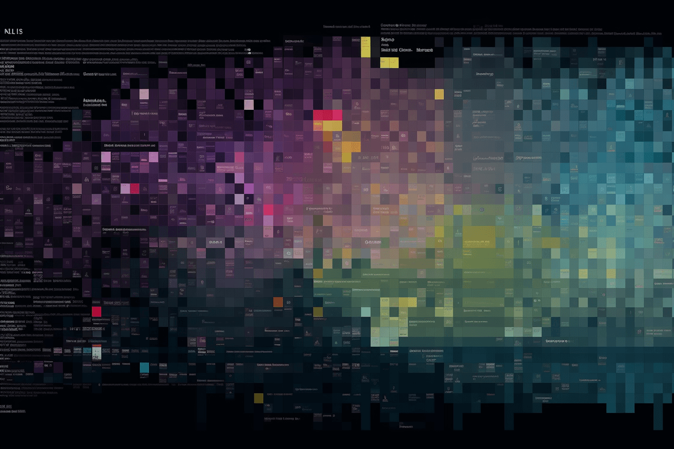 A minimalist design featuring AI-related buzzwords in different fonts and colors