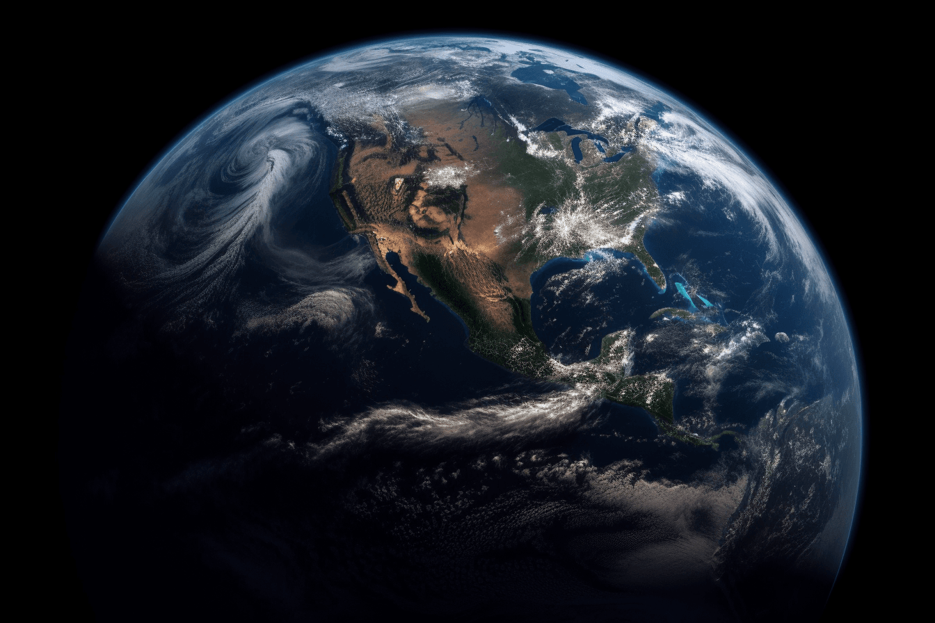 A photorealistic image of the Earth from space, with vibrant colors and intricate details.