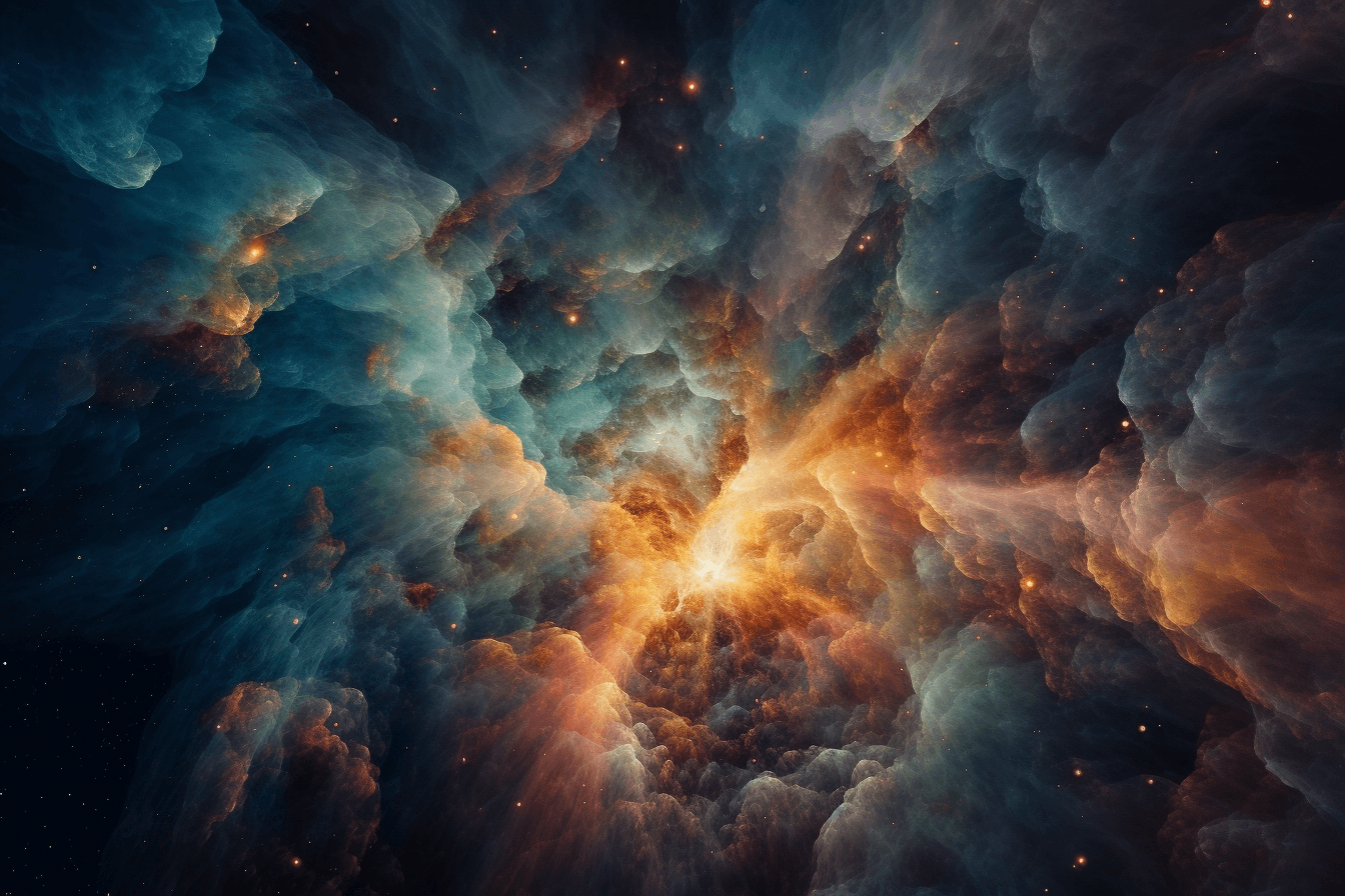 A realistic photograph of a nebula, with bright colors and intricate details that showcase the beauty of the universe.