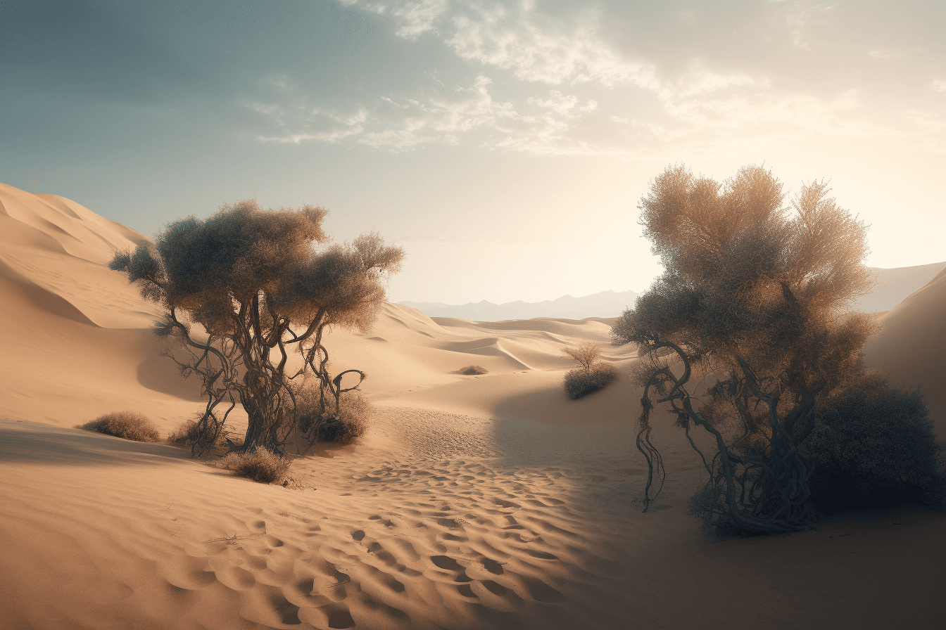 A surreal interpretation of a desert landscape