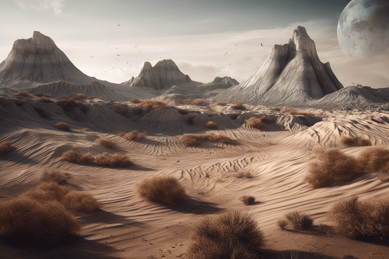 A surreal interpretation of a desert landscape