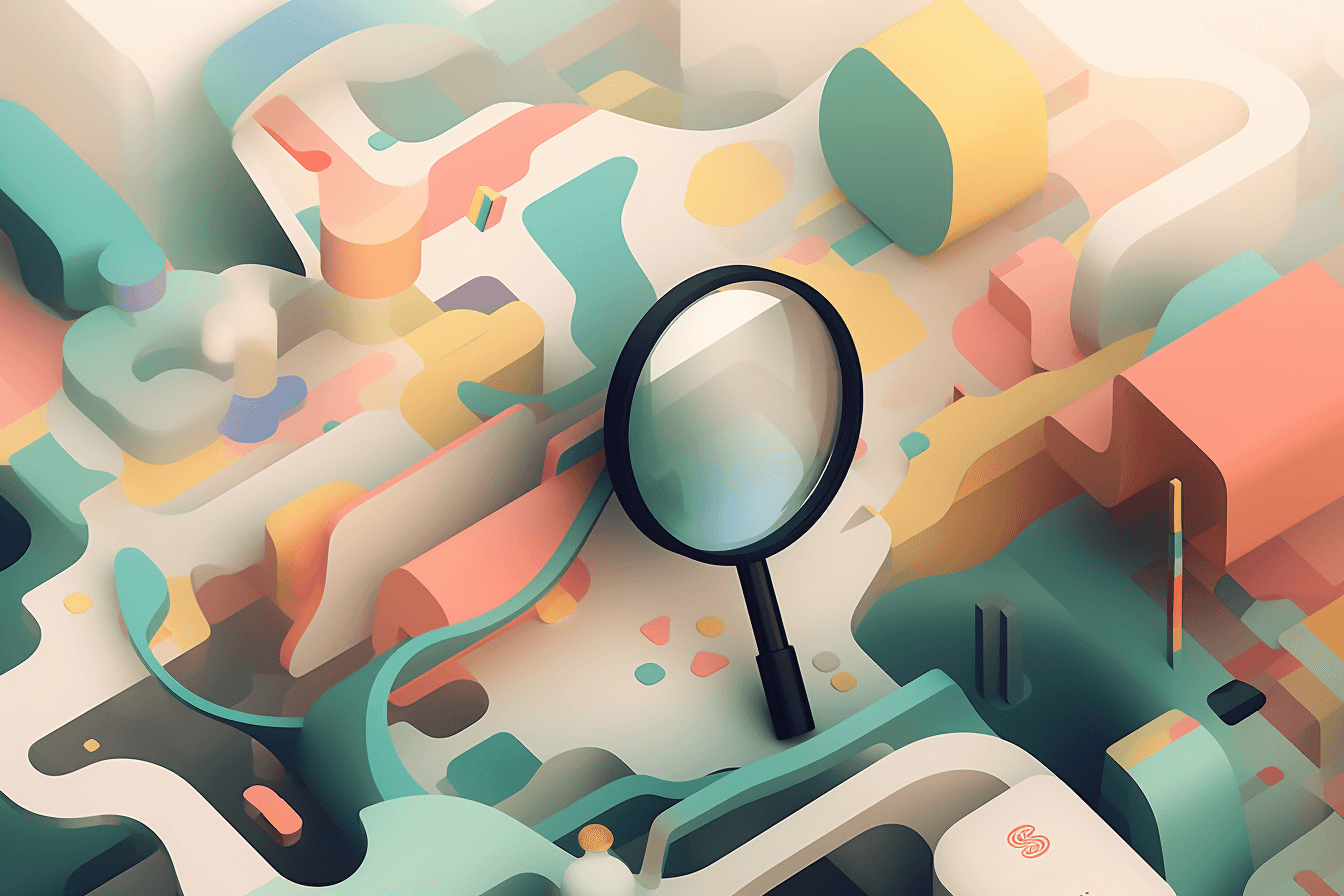 A wallpaper featuring an abstract illustration of an AI-powered search engine, with a minimalist and modern design.