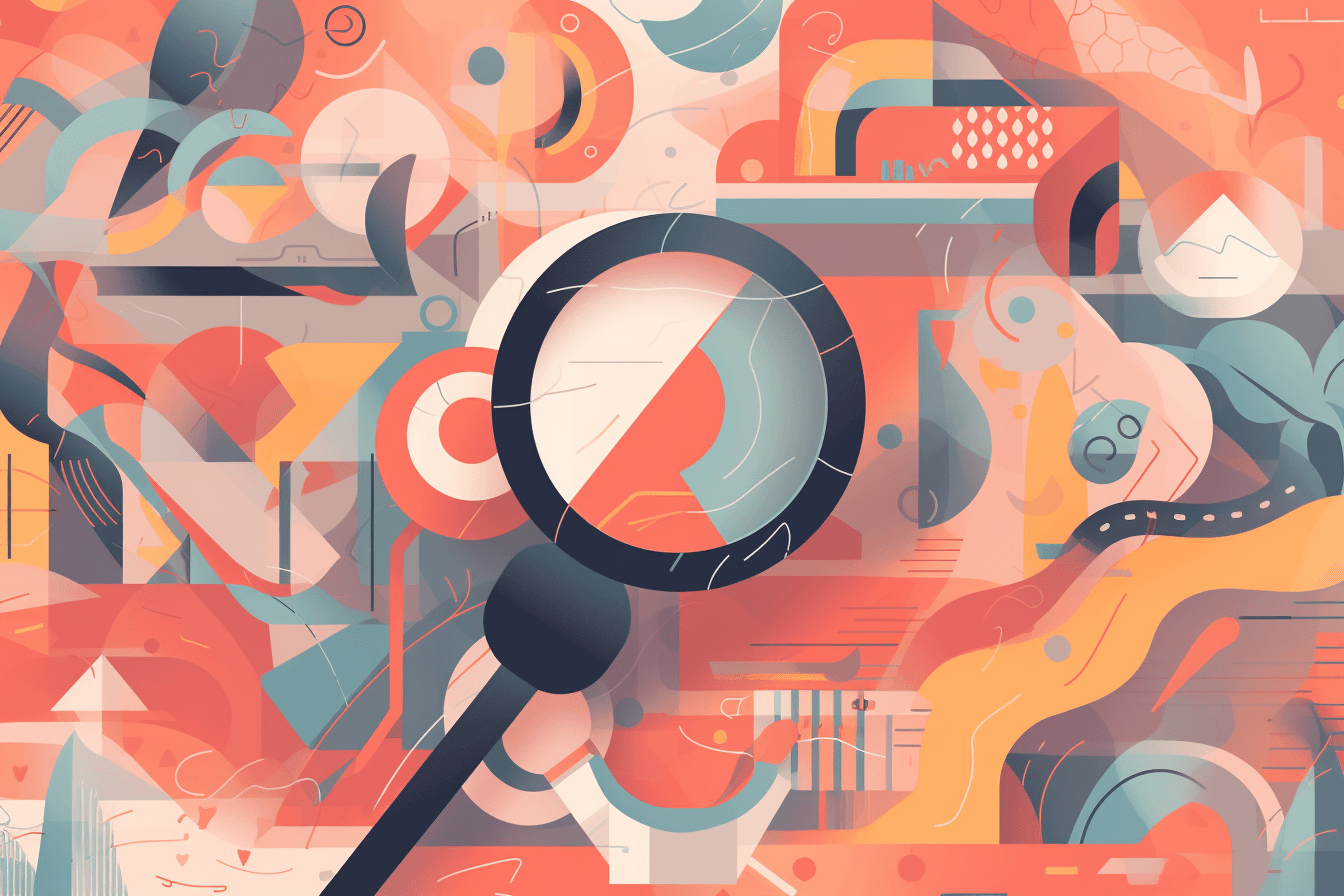 A wallpaper featuring an abstract illustration of an AI-powered search engine, with a minimalist and modern design.