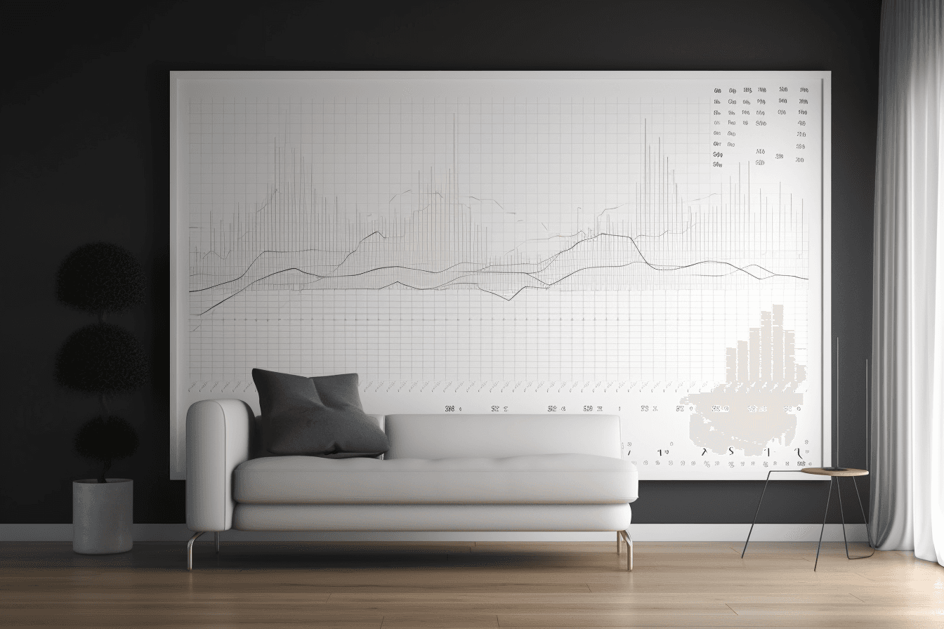 A wallpaper with a graph of data visualization, in a minimalist and modern design.