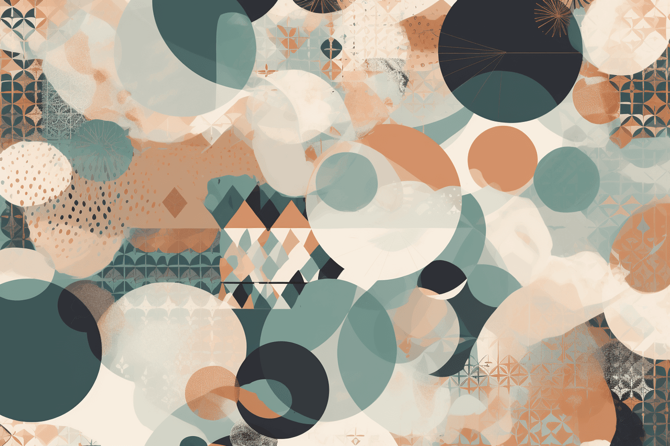 A wallpaper with a repeating pattern of abstract geometric shapes and patterns, inspired by web design trends and color schemes.