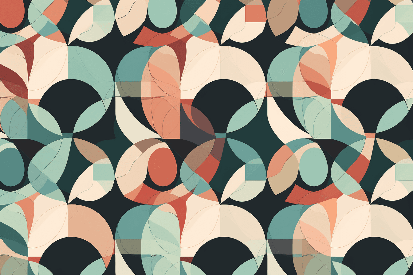 A wallpaper with a repeating pattern of abstract geometric shapes and patterns, inspired by web design trends and color schemes.