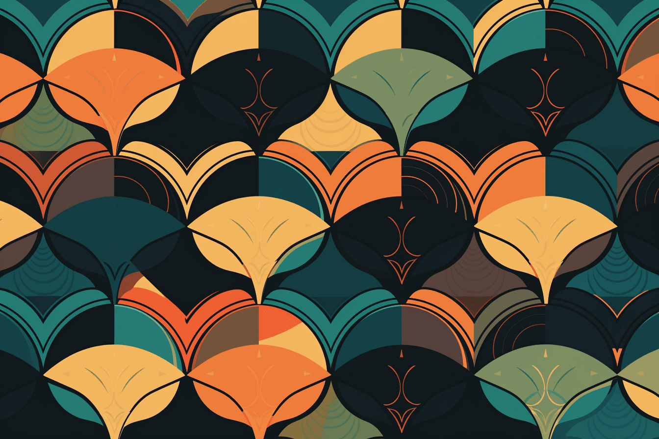 A wallpaper with a repeating pattern of abstract geometric shapes and patterns, inspired by web design trends and color schemes.