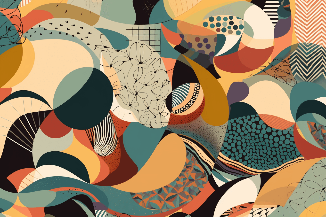 A wallpaper with a repeating pattern of abstract shapes and colors, inspired by web design trends and patterns.