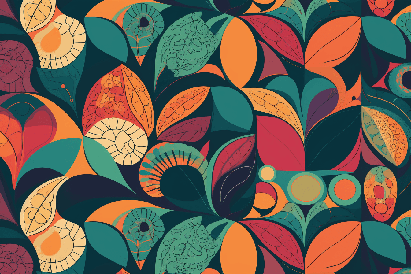 A wallpaper with a repeating pattern of abstract shapes and colors, inspired by web design trends and patterns.