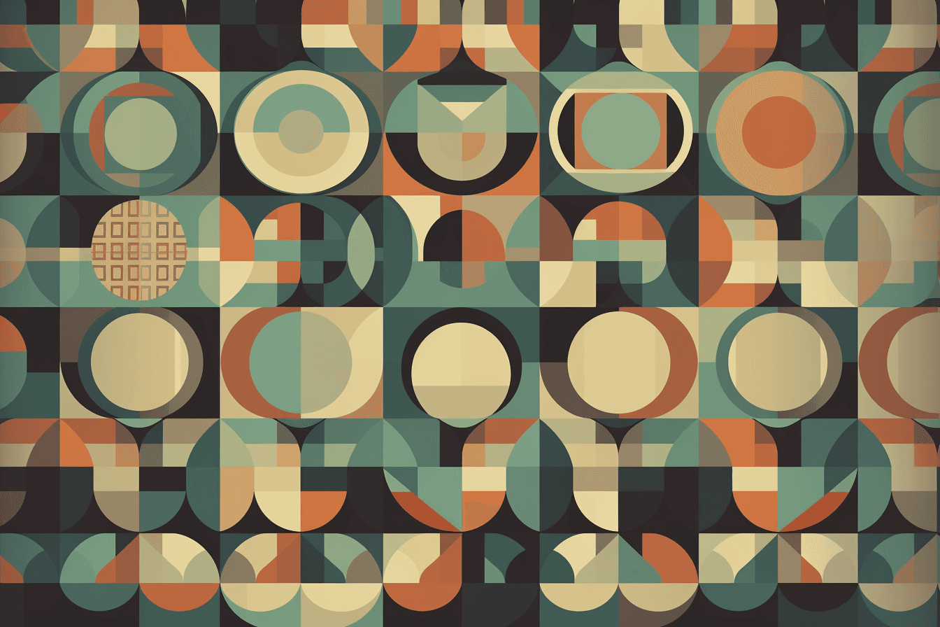 A wallpaper with a repeating pattern of simple geometric shapes, arranged in a grid-like structure.