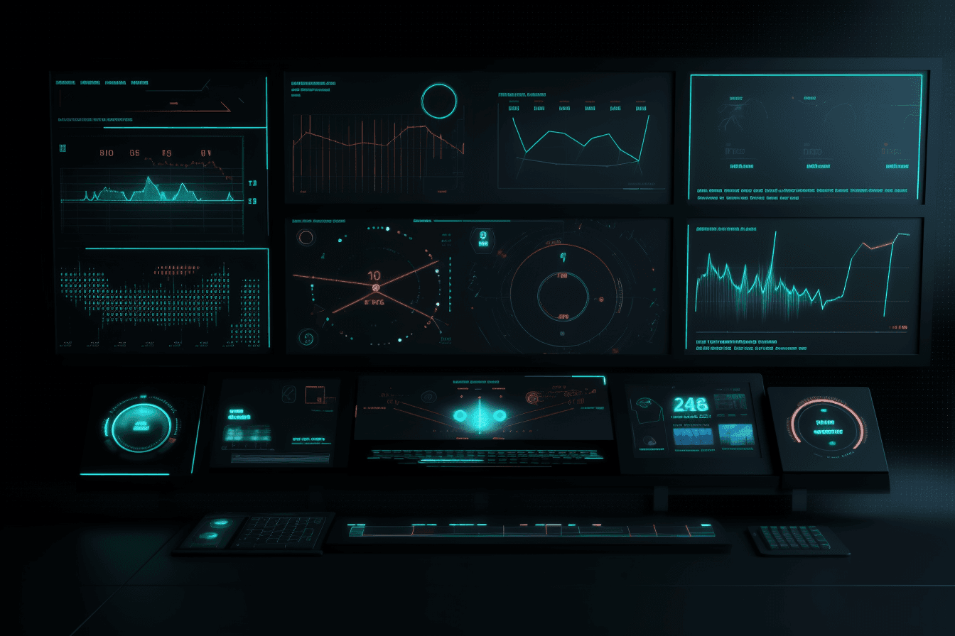 A wallpaper with a simple graphic of a digital dashboard or control panel, with space for monitoring and managing data.