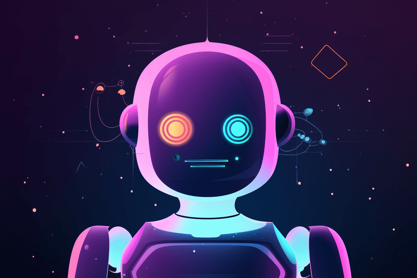 A wallpaper with a simple graphic of a virtual assistant or chatbot, with space for messages and alerts.